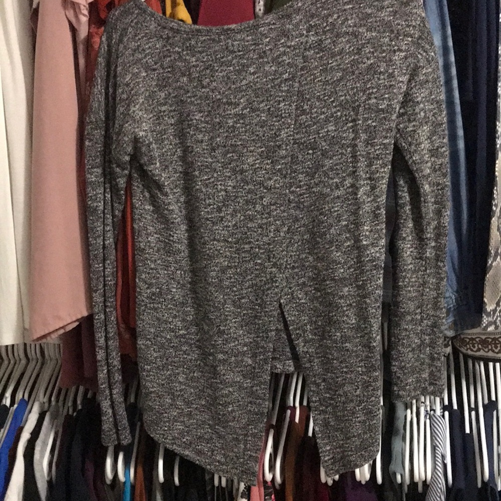 Grey Slit Open Back Top - Picture 3 of 4